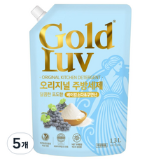 골드럽 오리지널 베이킹소다 구연산 주방세제 포도향 리필, 5개, 1.3L