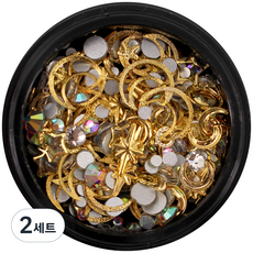 五月棕銀河香檳歐泊水晶混合美甲石M02B55, 混色, 2組