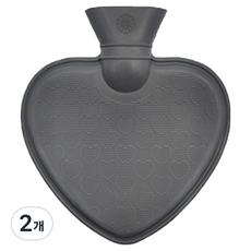 Happy & Good 長效保溫熱水袋 灰色愛心 橡膠, 2個