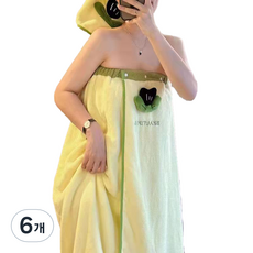 원이네 소프트 튤립 바스 랩 타월 230g 극세사, 녹색튤립, 6개