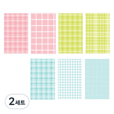 Iciel design 手帳裝飾背景便條紙 素色格紋 7款 x 10張 套組, 2套, A