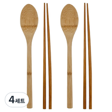대나무 수저 세트, 내츄럴, 4세트, 숟가락 2p + 젓가락 2p 내츄럴, 4세트, 숟가락 2p + 젓가락 2p