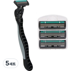 어바웃홈 휴대용 6중날 면도기 + 리필 3p 세트 그레이, 5세트