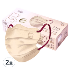 ONEDER 旺達 小熊維尼系列 蝴蝶美肌口罩, 燕麥奶, 15片, 2盒