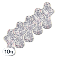 eechae 花朵一體式棉衛生棉 灰色花朵, 10個, 1入, 夜用