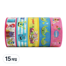 금홍팬시 디즈니 픽사 마스킹테이프 15mm x 6m, 15개입