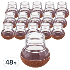 코멧 미끄럼방지 투명의자 발커버, 브라운, 48개