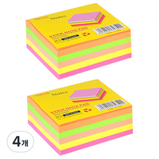 自黏彩色便條紙 C-1, 深粉紅 + 黃色 + 淺粉紅 + 綠色 + 螢光橘, 4個, 300張