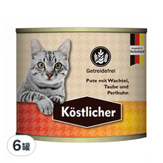 Kostlicher 可莉司朵 無榖主食貓罐, 德國製, 火雞肉 + 鵪鶉 + 鴿子 + 珍珠雞, 200g, 6罐