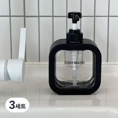 뉴앤룩 커버 슬림 젤타입 주방세제 디스펜서 리필용기 300ml + 디시워시 라벨 세트, 블랙, 3세트
