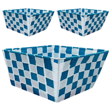 Edish 尼龍收納籃 桌上收納籃 編織收納籃 加高型, 顏色隨機, 3個