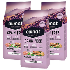 ownat 歐娜特 無穀全天然配方 化毛挑嘴 室內貓 乾飼料, 放牧雞肉 + 火雞肉, 1kg, 3袋