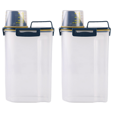 塑膠儲糧桶 4卡扣 大 藍黃, 2個