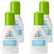 babyganics 貝比潔妮 寶寶奶瓶餐具洗潔泡泡露 無香, 4個, 100ml