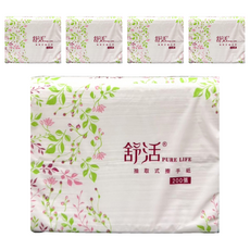 PURE LIFE 舒活 抽取式擦手紙, 5個, 200張