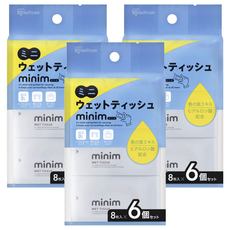 IRIS OHYAMA 愛麗思歐雅瑪 minim迷你款濕紙巾 PWT-6PN 8張, 3套, 6個裝, 8g
