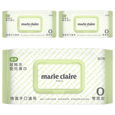marie claire 美麗佳人 ONEDER 旺達 美麗佳人超純水嬰兒濕巾80抽(加蓋), 80張, 3包