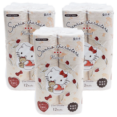 maRUTOmi 丸富製紙 捲筒衛生紙 自然風款 三麗鷗家族, 25m, 3個, 12捲