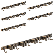 304不銹鋼4夾5鉤拖把/掃把架/掛衣勾/置物架/掛架/壁掛排衣鉤 衛浴室/陽臺/廚房適用, 6個, 槍灰色