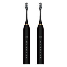小麥購物 超聲波電動牙刷 附usb充電線+替換刷頭 4個, 古典黑, 2支, C378