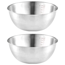 德利生活 304不鏽鋼多功能帶刻度加熱調理盆, 1200ml, 2個