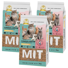 HAPPY-CAT 快樂貓 全齡貓用高嗜口貓乾飼料, 3kg, 3個, 鮭魚 + 鱈魚