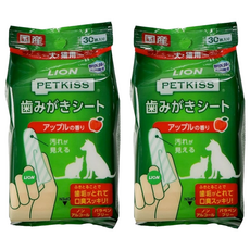 LION 獅王 PETKISS 齒垢清潔紙巾 犬貓用 蘋果香, 30張, 2包