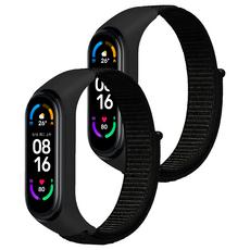 ANTIAN 時尚矽膠尼龍回環運動錶帶, 黑色, 2個