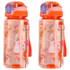 兒童彈蓋鴨嘴水壺, 小兔, 600ml, 2個