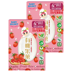 BABY SECRET 寶寶的秘密 有機米菓, 花東米 + 番茄, 36g, 2盒