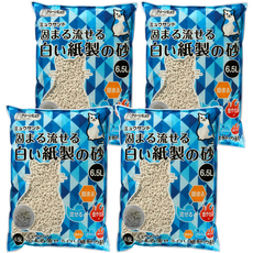 Clean one 凝結白色紙貓砂, 4包, 6.5L, 無香