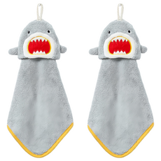 鯊魚掛式擦手巾, 淺灰色, 2條