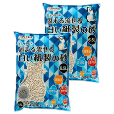 Clean one 凝結白色紙貓砂, 2包, 6.5L, 無香