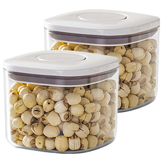 寵物密封儲糧桶, 透明, 0.5L, 2個