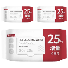 KOJIMA PETS 寵物銀離子濕紙巾, 100張, 3包