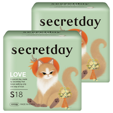 secretday Love系列 蝶翼衛生棉, 2個, 18片, 小型