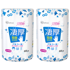 IRIS OHYAMA 愛麗思歐雅瑪 除菌極厚濕紙巾酒精型瓶裝 WTB-65A, 7g, 65個裝, 2組