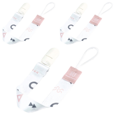 KU.KU Duckbill 酷咕鴨 KUKU PLUS 純真之瞳織帶奶嘴夾, 蜜糖粉, 3條