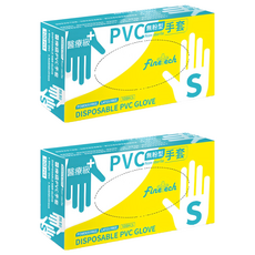 Finetech 釩泰 醫療級無粉型PVC透明手套 S號 100入, 2盒