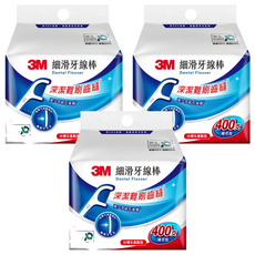 3M TM細滑牙線棒補充包 ECO包裝, 50mm, 400支, 3包