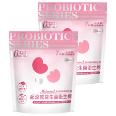 Mdmmd. 明洞國際 超涼感益生菌系列 新涼感抑菌量多型衛生棉 護翼型, 2個, 7片, 28cm