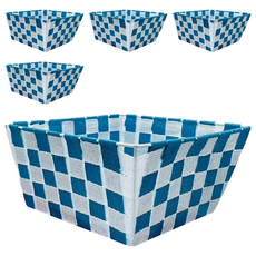 Edish 尼龍收納籃 桌上收納籃 編織收納籃 加高型, 顏色隨機, 5個