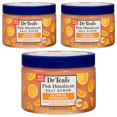 Dr.Teal's 維他命C亮澤西喜馬拉雅粉晶鹽身體磨砂膏, 3個, 454g