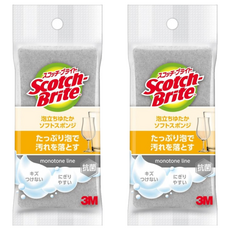 3M Scotch-Brite 百利 日系3層海綿菜瓜布 細緻柔刷, 2個, 1個裝, 灰色