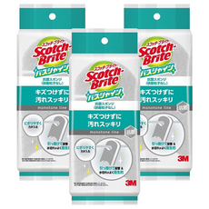 3M Scotch Brite 衛浴亮光抗菌海綿, 3個, 1個裝, 灰色