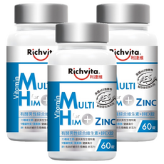 Richvita 利捷維 有酵男性綜合維生素 + 鋅EX錠, 3個, 60顆