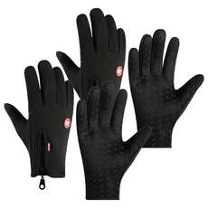 可觸控防風防水機車手套, 黑色, 2雙