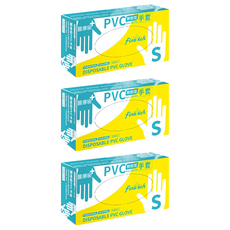 Finetech 釩泰 醫療級無粉型PVC透明手套 S號 100入, 3盒