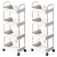 小麥購物 小推車置物架 C374 1165g, 4層, 白色, 2個