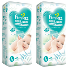 Pampers 幫寶適 原廠公司貨 清新幫黏貼型紙尿褲/尿布 9~14kg, L, 92片